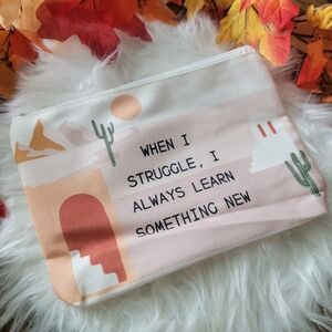 Inspirational Canvas Pouch with Cactus Design